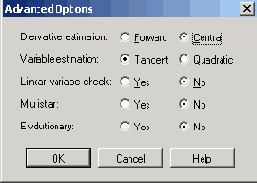 Диалоговое окно Advanced Options